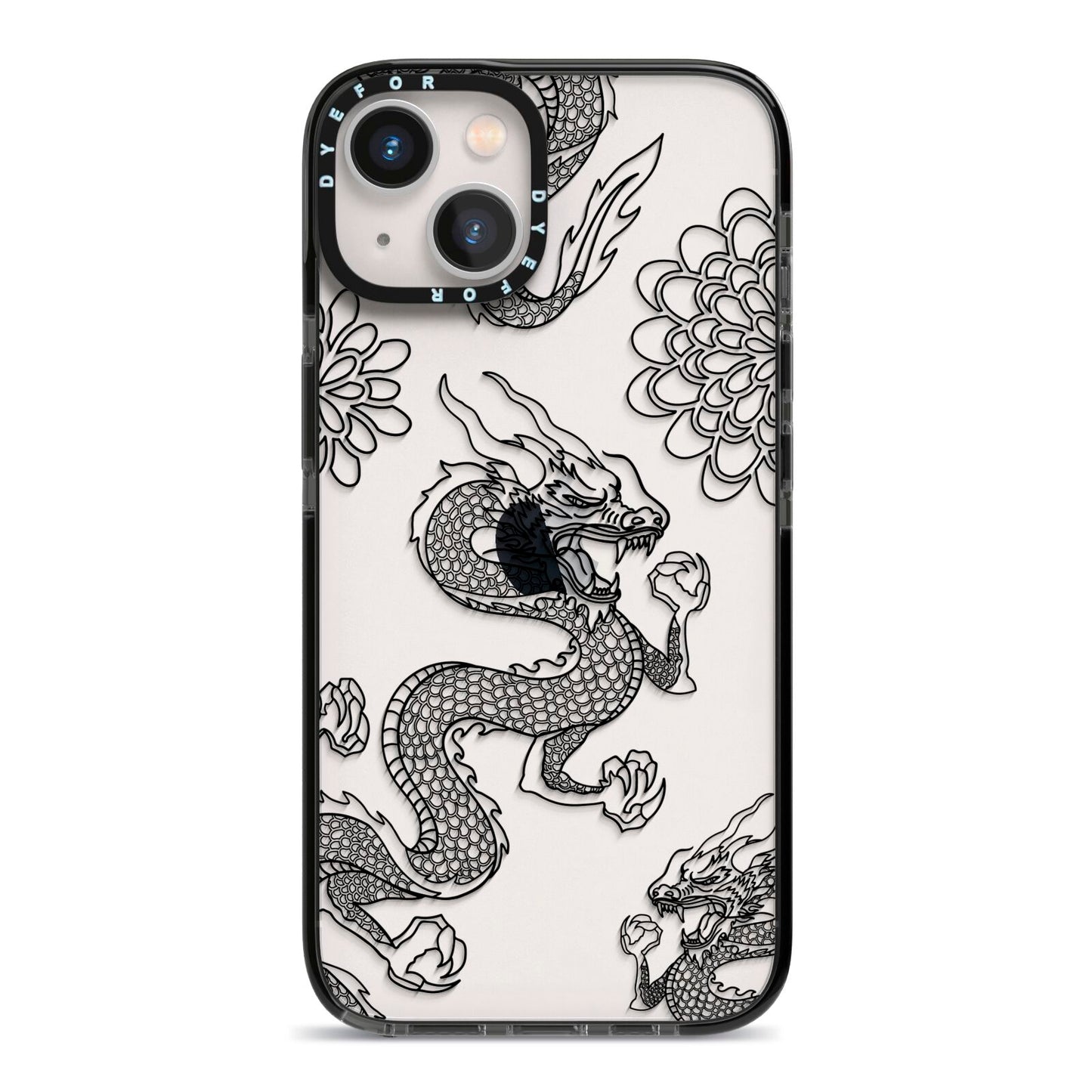 Black Dragon iPhone 13 Black Impact Case on Silver phone
