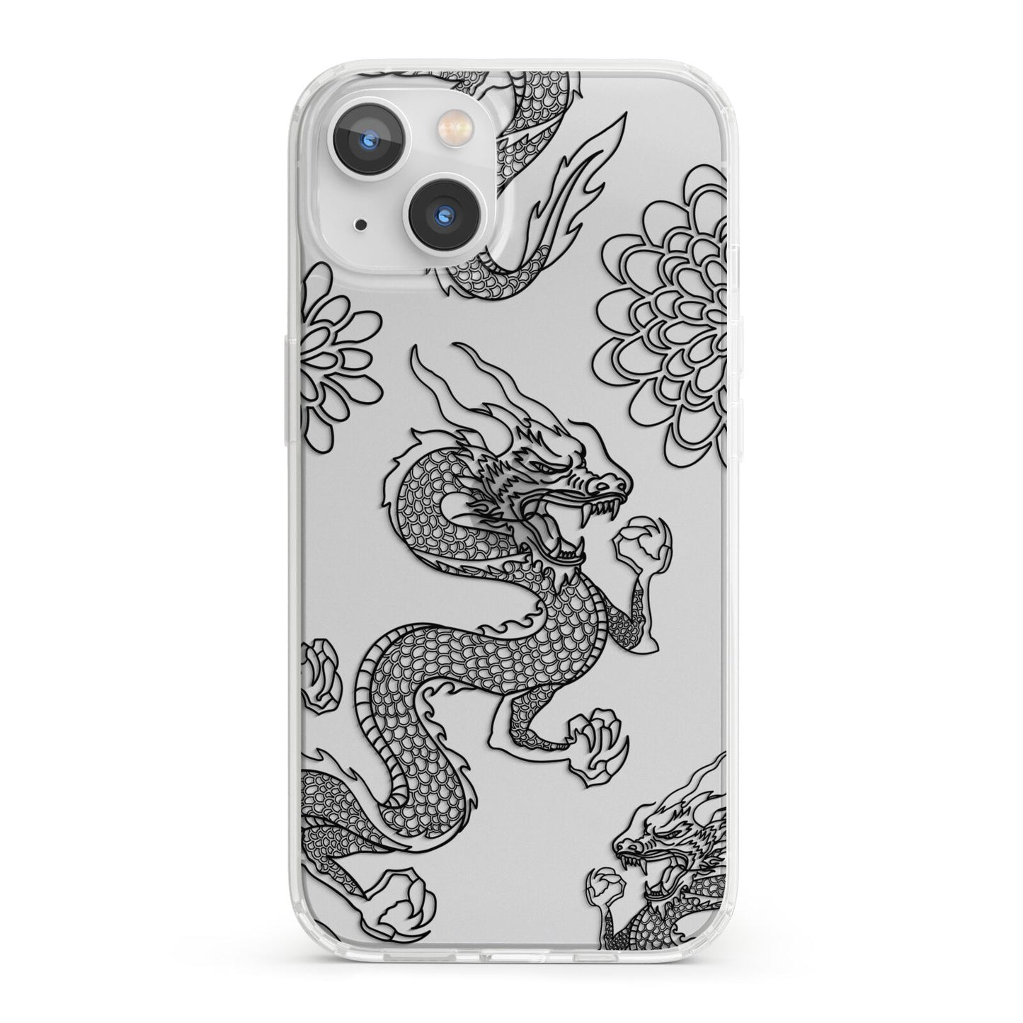 Black Dragon iPhone 13 Clear Bumper Case