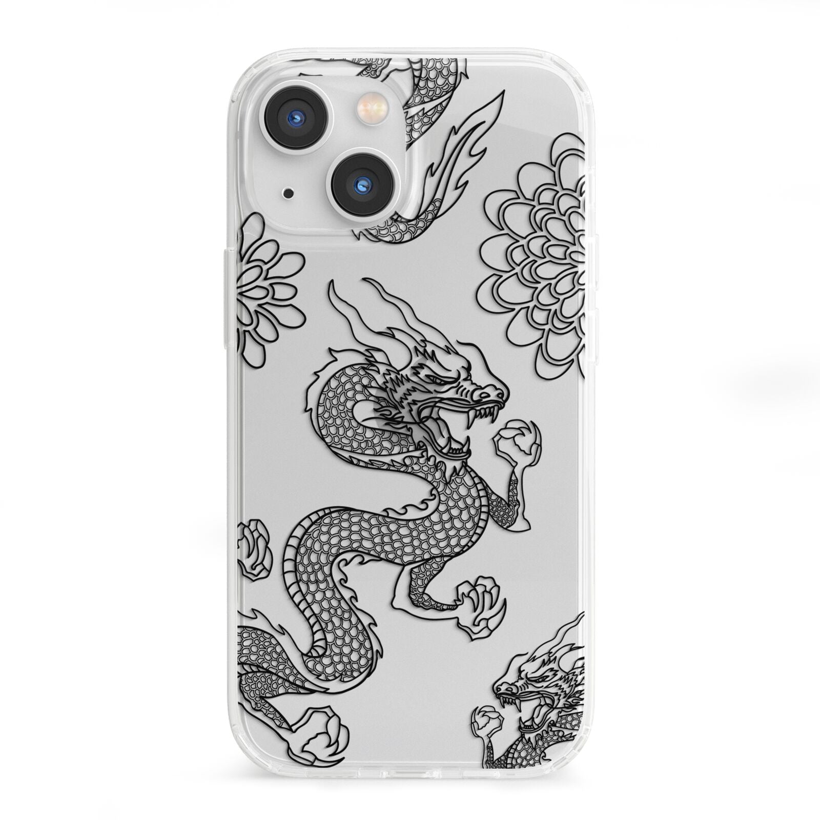 Black Dragon iPhone 13 Mini Clear Bumper Case