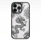 Black Dragon iPhone 13 Pro Black Impact Case on Silver phone