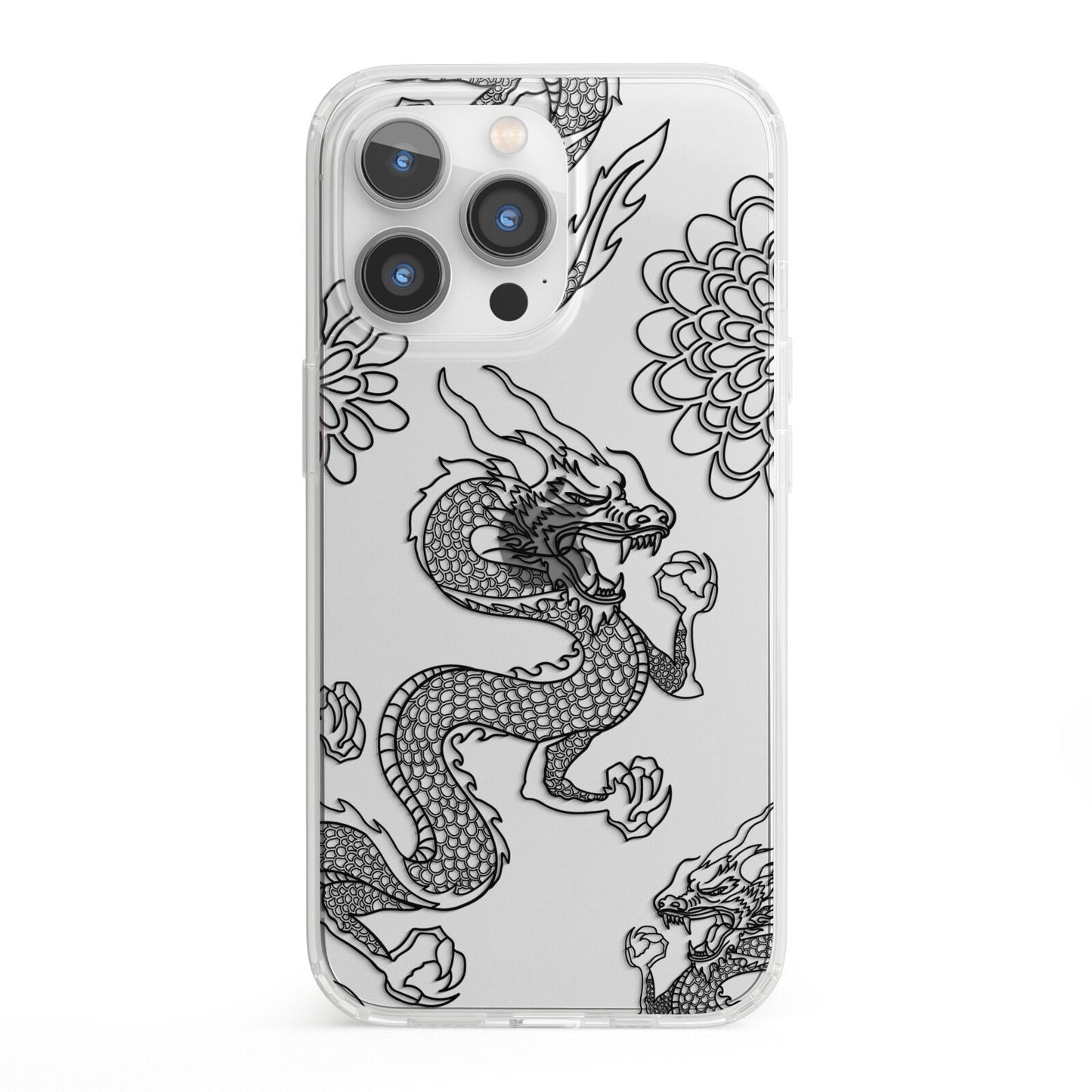 Black Dragon iPhone 13 Pro Clear Bumper Case