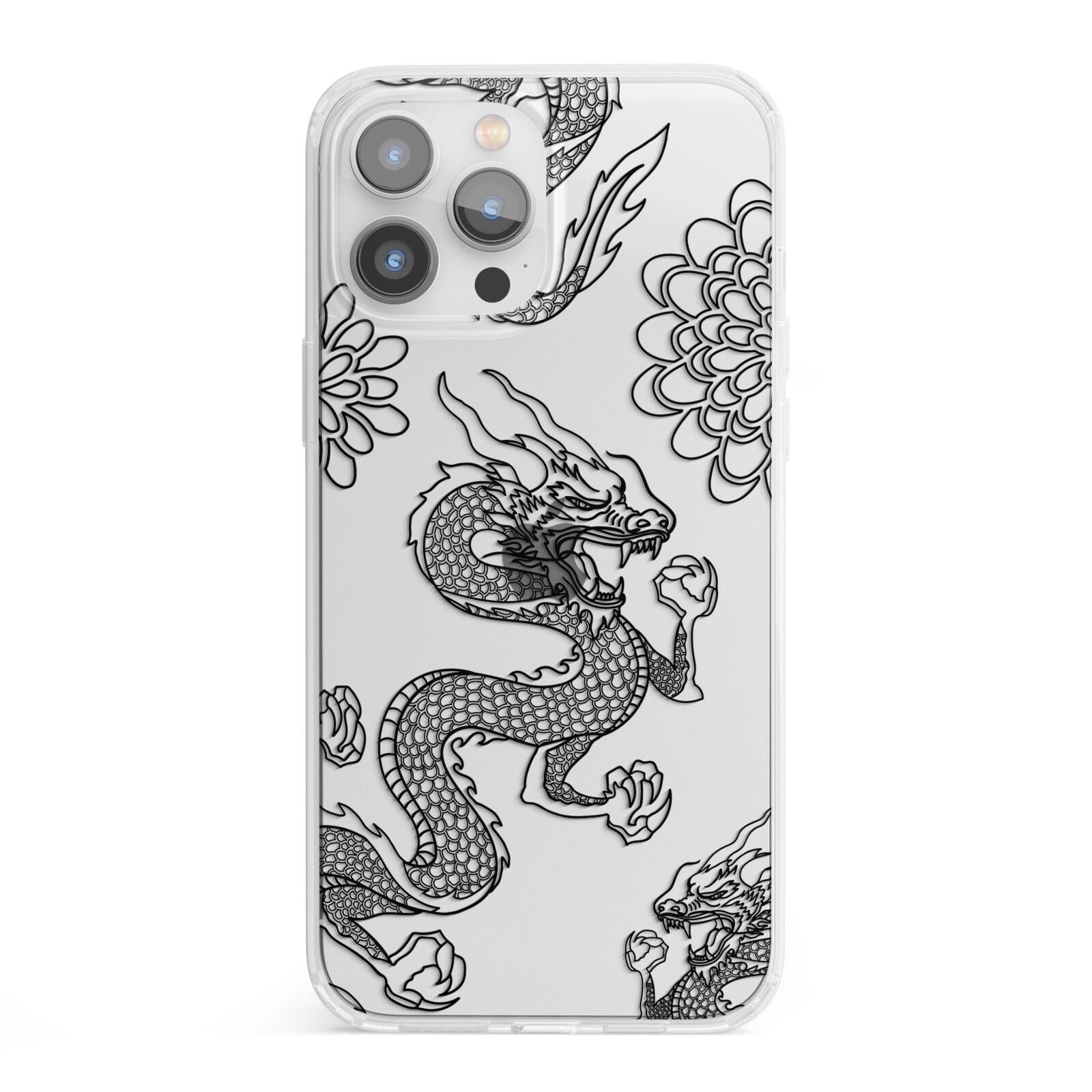 Black Dragon iPhone 13 Pro Max Clear Bumper Case