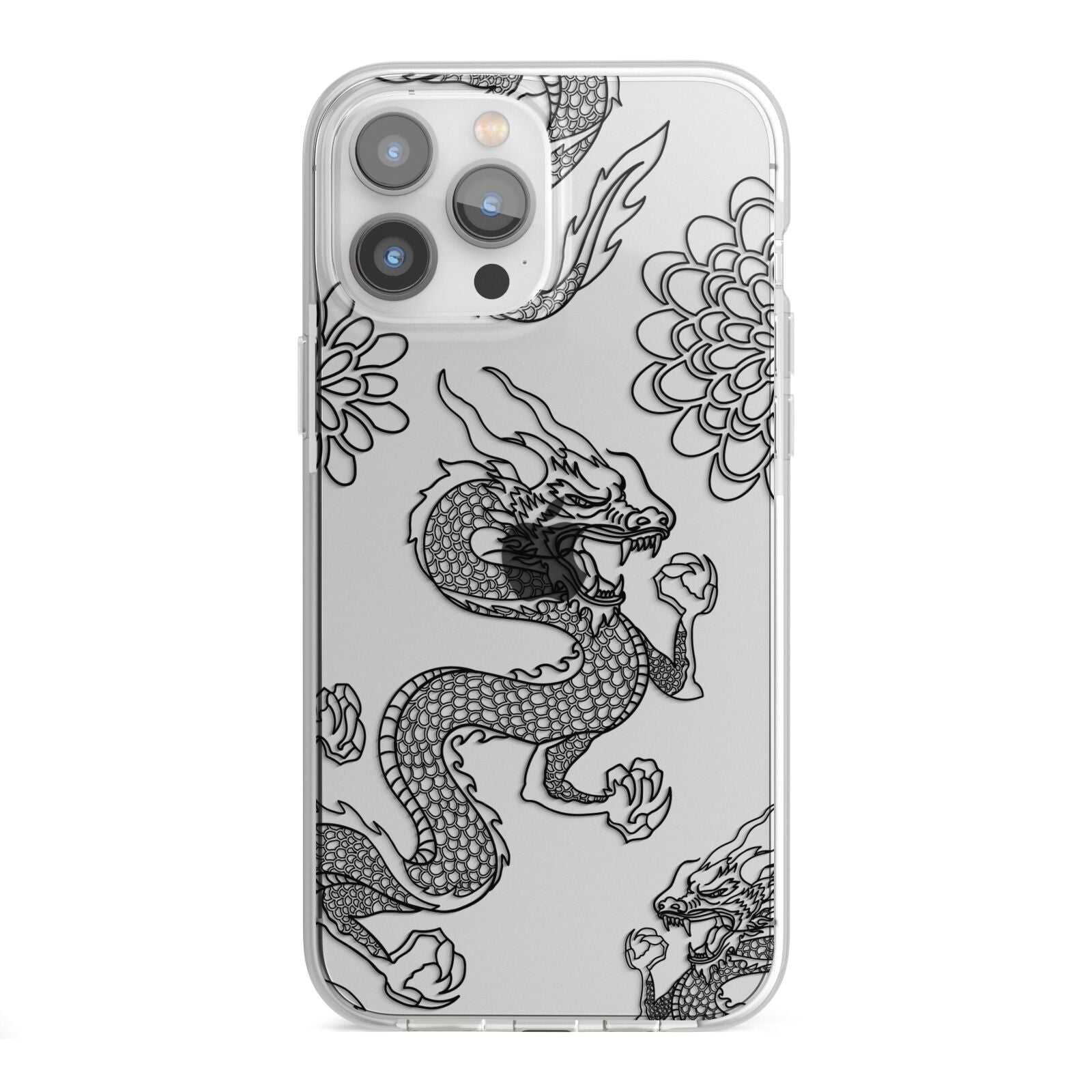 Black Dragon iPhone 13 Pro Max TPU Impact Case with White Edges
