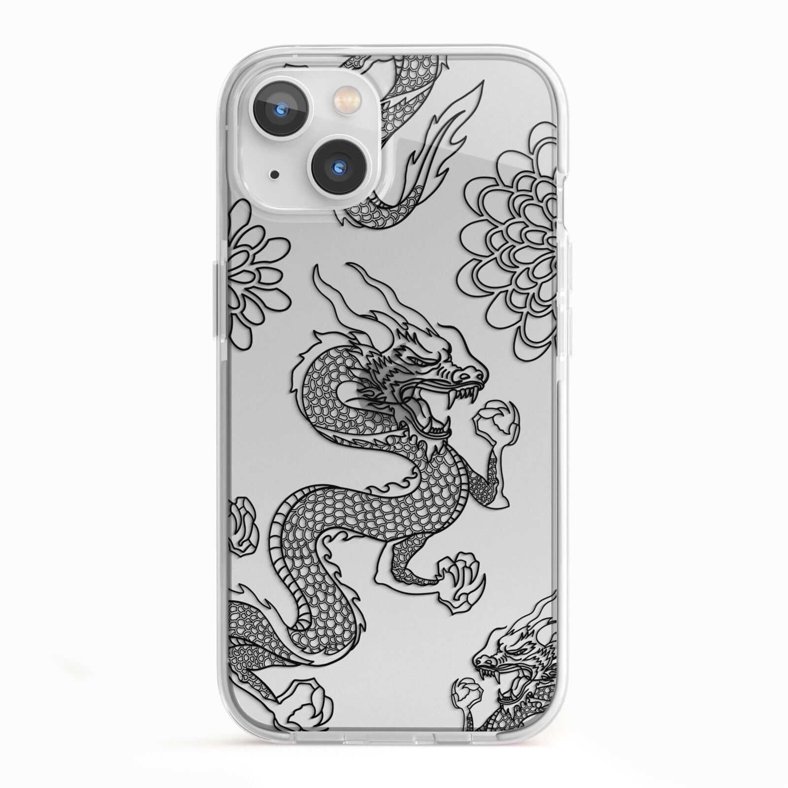 Black Dragon iPhone 13 TPU Impact Case with White Edges