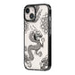 Black Dragon iPhone 14 Black Impact Case Side Angle on Silver phone