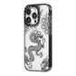 Black Dragon iPhone 14 Pro Black Impact Case Side Angle on Silver phone