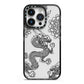 Black Dragon iPhone 14 Pro Black Impact Case on Silver phone