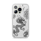 Black Dragon iPhone 14 Pro Clear Tough Case Silver