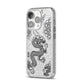 Black Dragon iPhone 14 Pro Glitter Tough Case Silver Angled Image