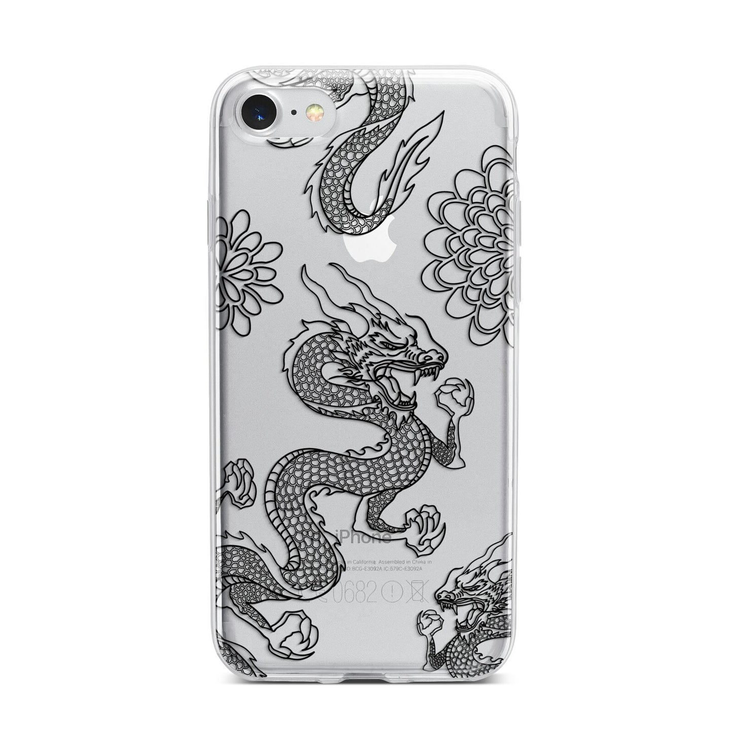 Black Dragon iPhone 7 Bumper Case on Silver iPhone