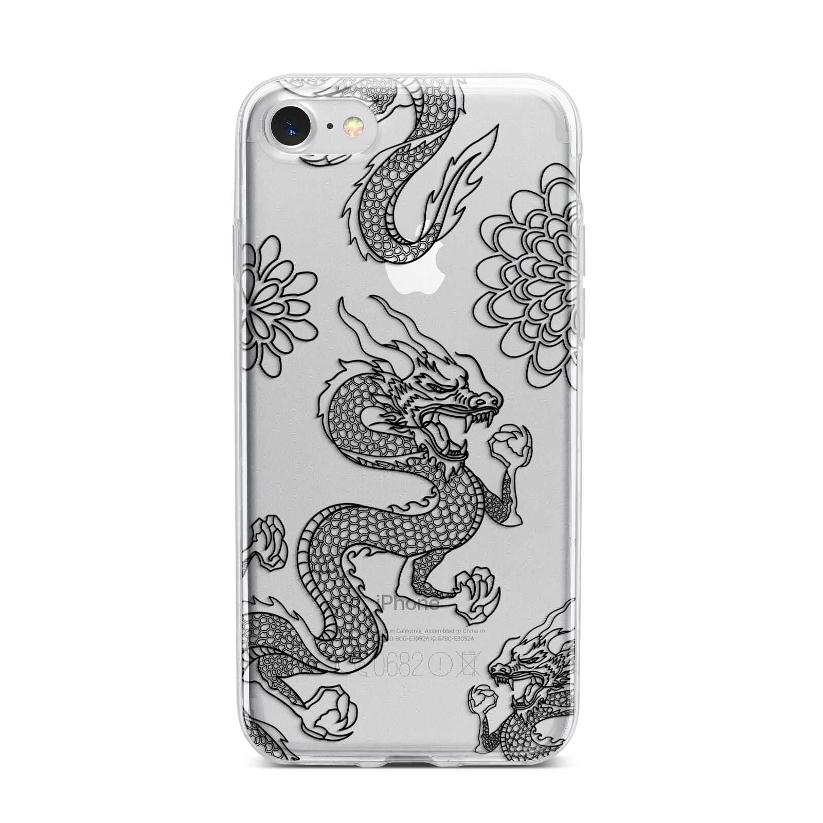 Black Dragon iPhone 7 Bumper Case on Silver iPhone