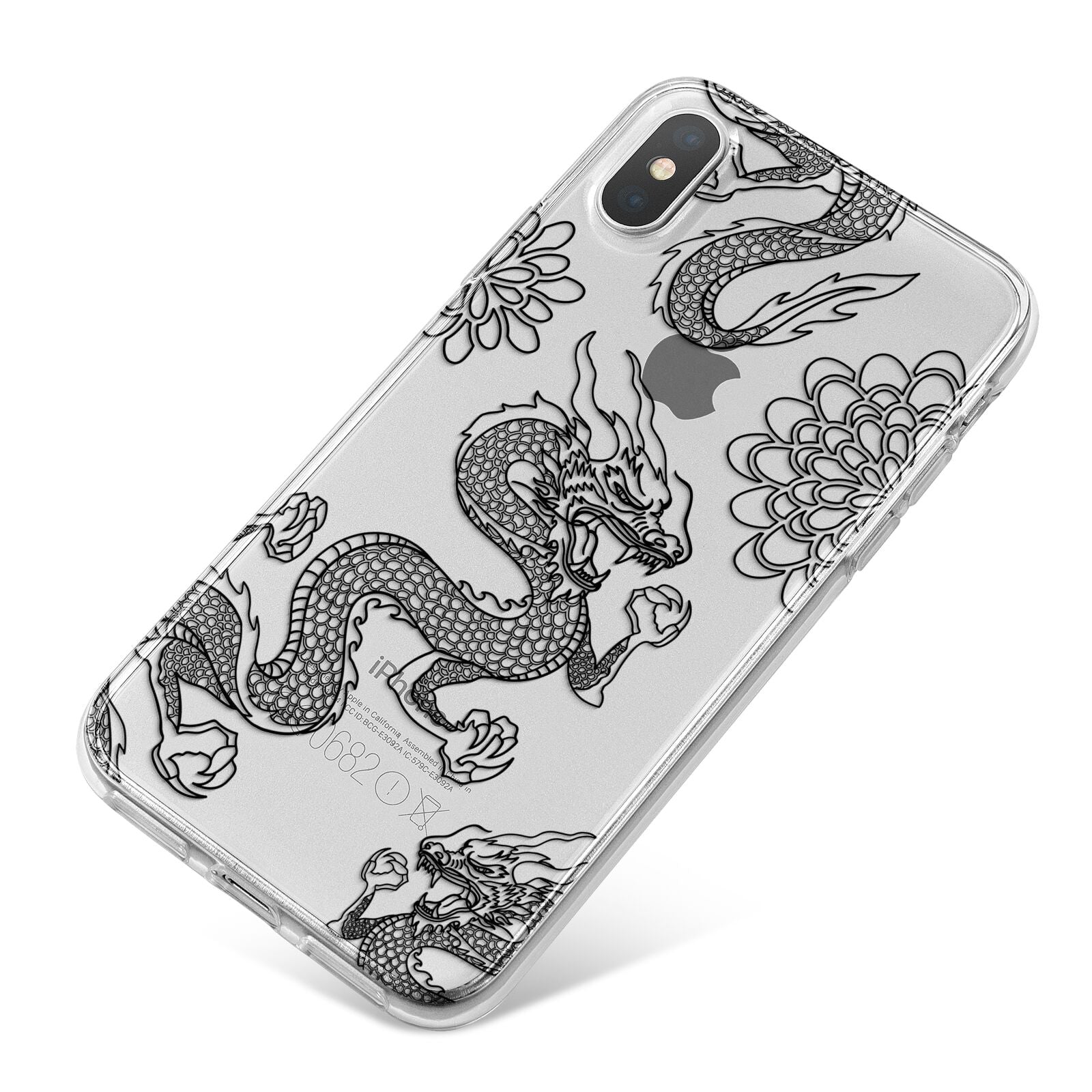 Black Dragon iPhone X Bumper Case on Silver iPhone