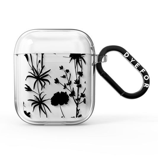 Black Floral Meadow AirPods Clear Case