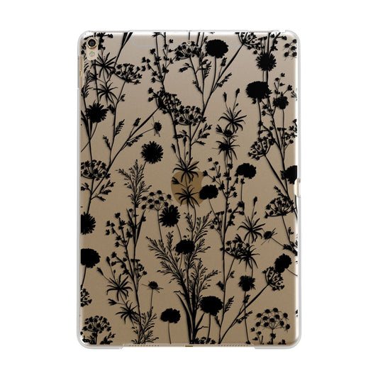 Black Floral Meadow Apple iPad Gold Case