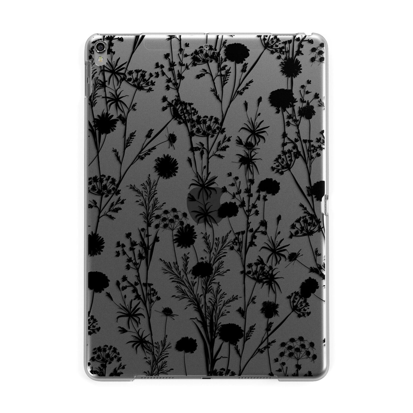 Black Floral Meadow Apple iPad Grey Case