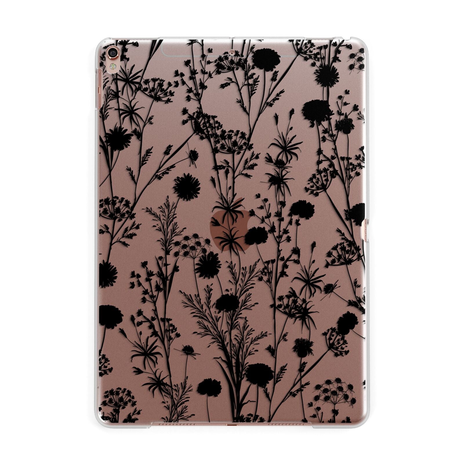Black Floral Meadow Apple iPad Rose Gold Case
