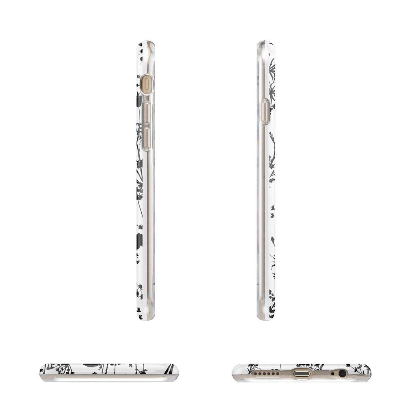 Black Floral Meadow Apple iPhone 6 3D Wrap Tough Case Alternative Image Angles