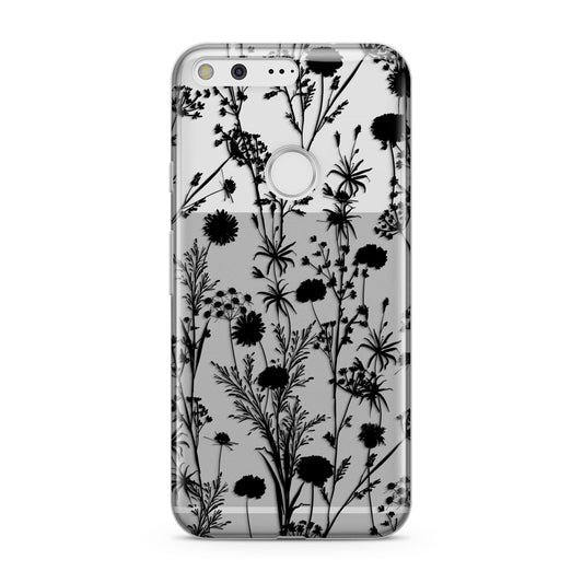 Black Floral Meadow Google Pixel Case