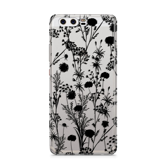 Black Floral Meadow Huawei P10 Phone Case
