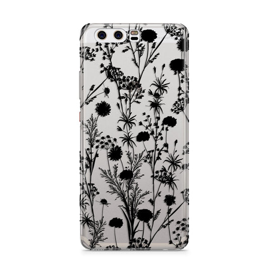 Black Floral Meadow Huawei P10 Phone Case