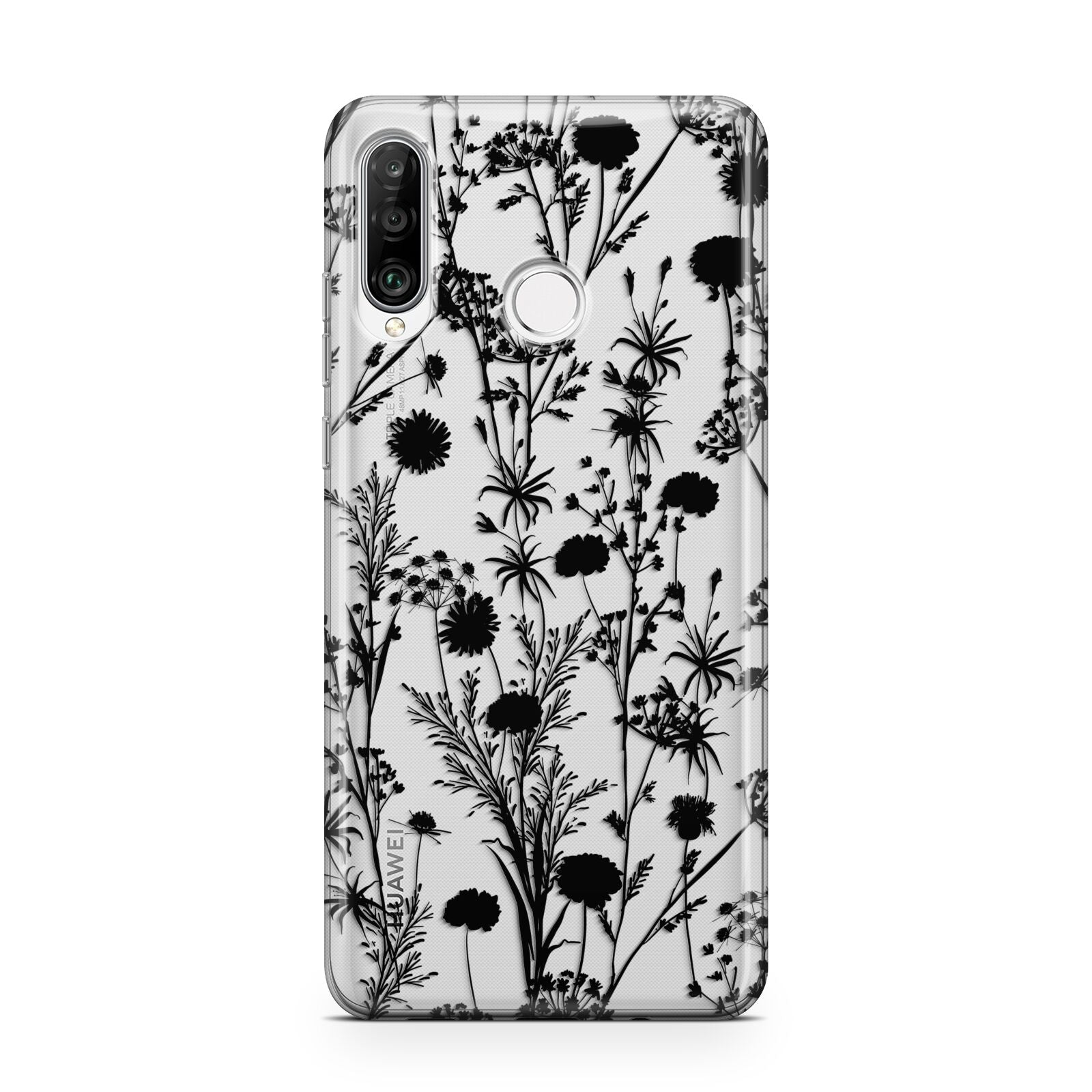 Black Floral Meadow Huawei P30 Lite Phone Case