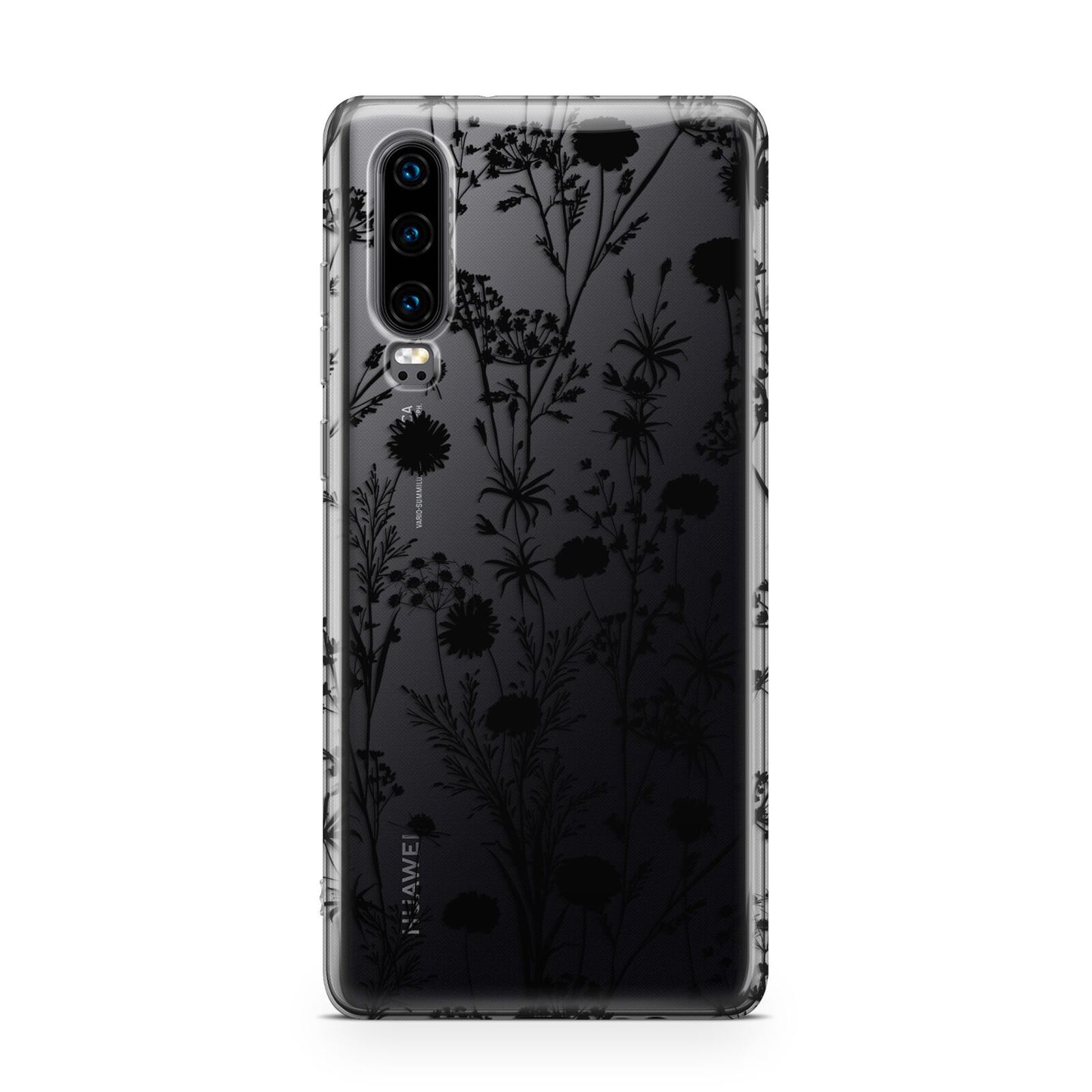 Black Floral Meadow Huawei P30 Phone Case