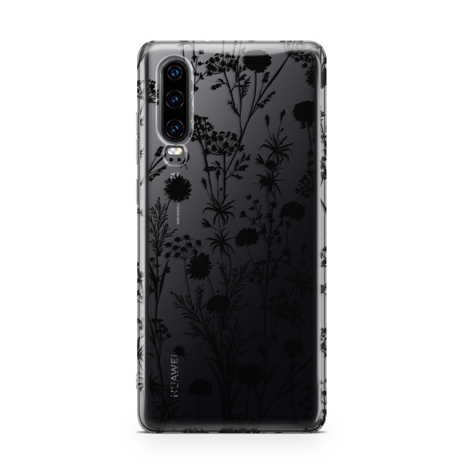 Black Floral Meadow Huawei P30 Phone Case