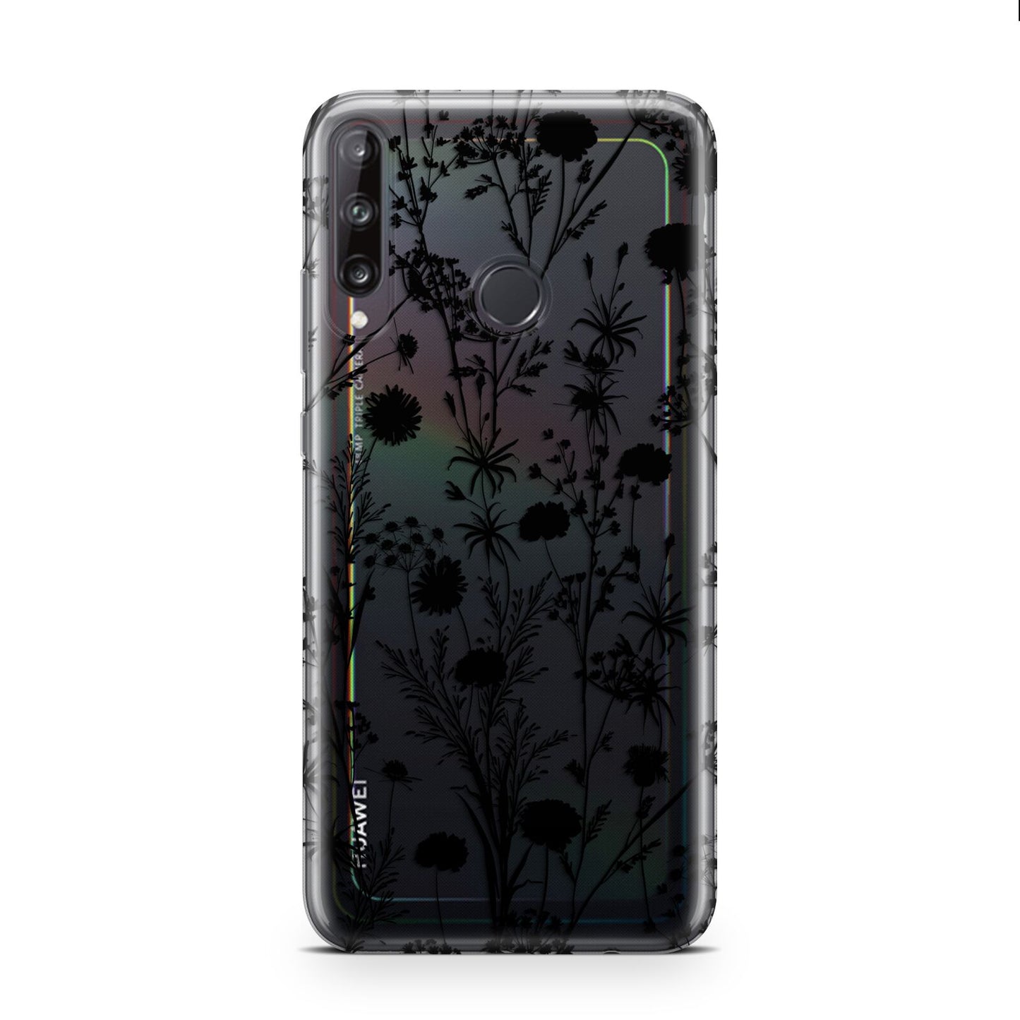 Black Floral Meadow Huawei P40 Lite E Phone Case
