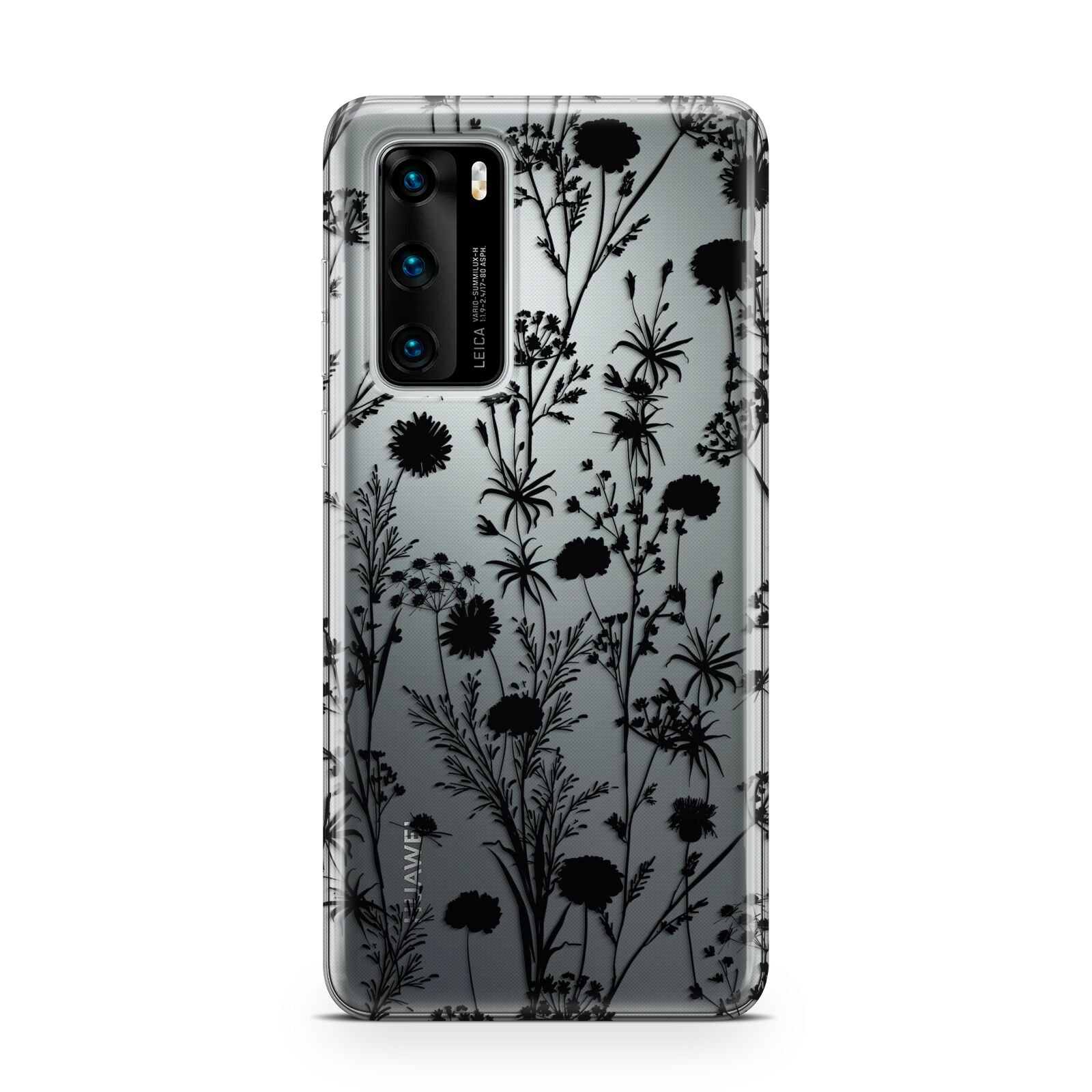 Black Floral Meadow Huawei P40 Phone Case