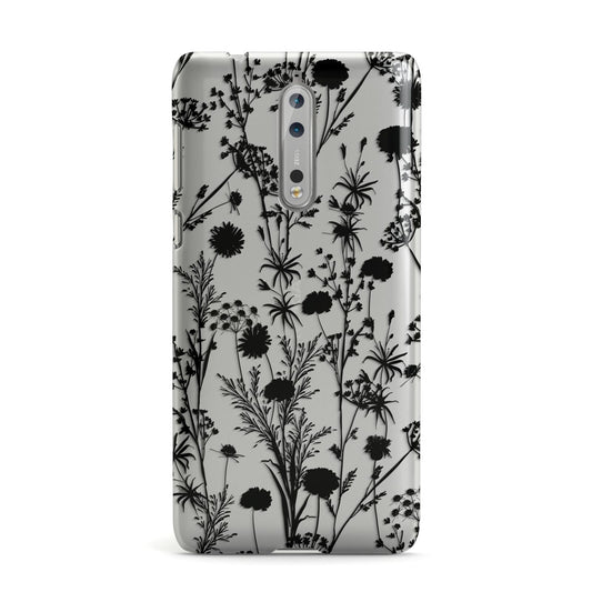 Black Floral Meadow Nokia Case
