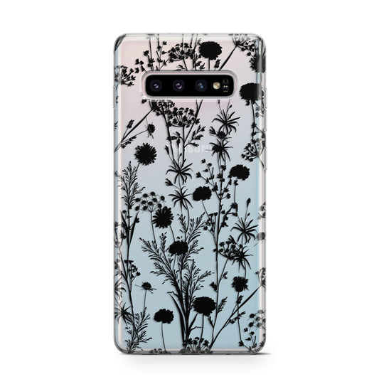 Black Floral Meadow Protective Samsung Galaxy Case