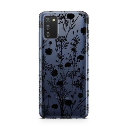 Black Floral Meadow Samsung A02s Case