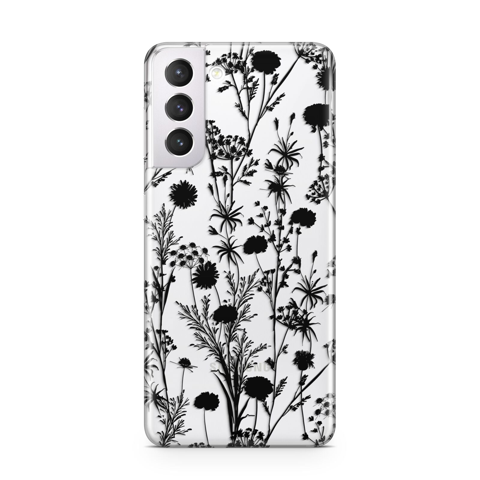 Black Floral Meadow Samsung S21 Case