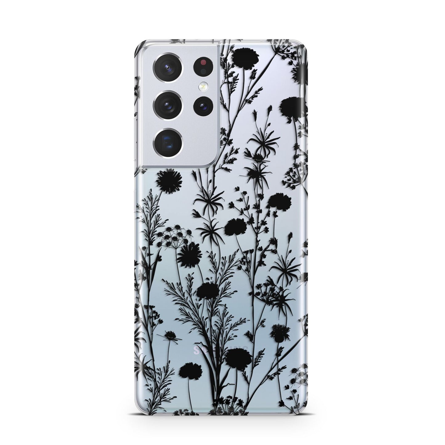 Black Floral Meadow Samsung S21 Ultra Case