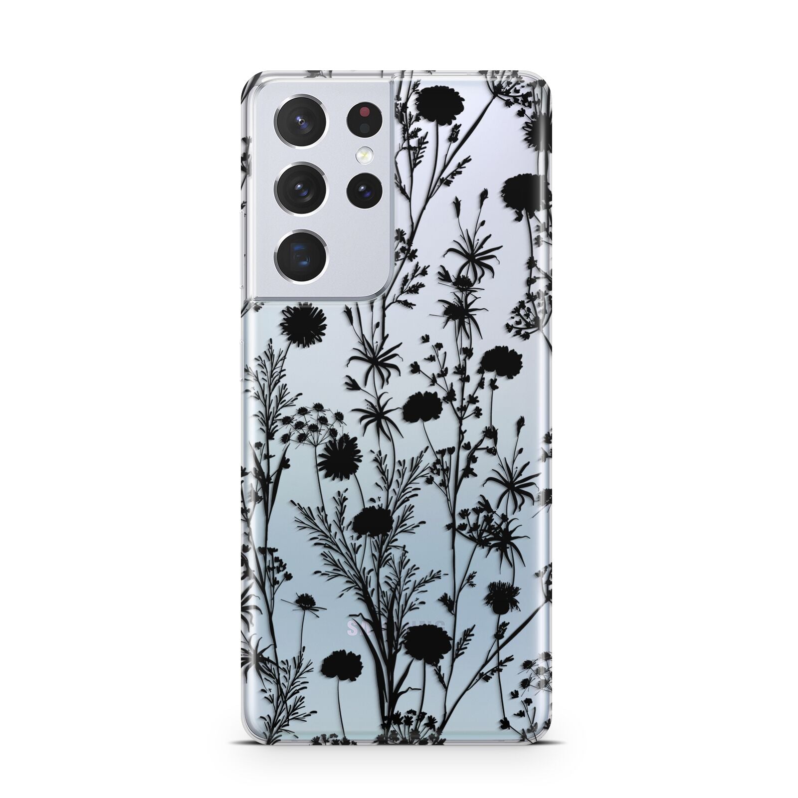 Black Floral Meadow Samsung S21 Ultra Case
