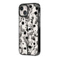 Black Floral Meadow iPhone 14 Black Impact Case Side Angle on Silver phone