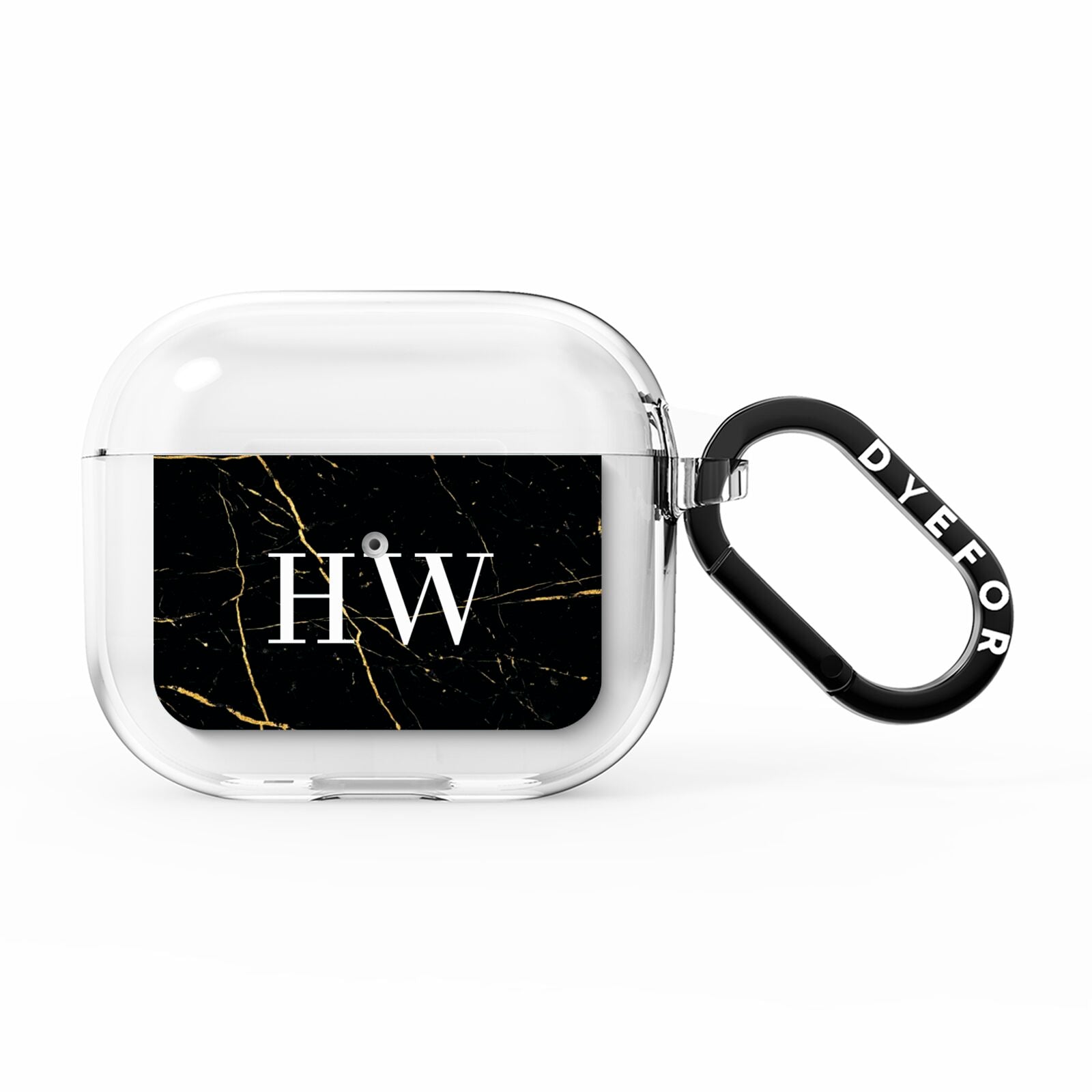 Black Gold Marble Effect Initials Personalised AirPods Clear Case 3rd Gen