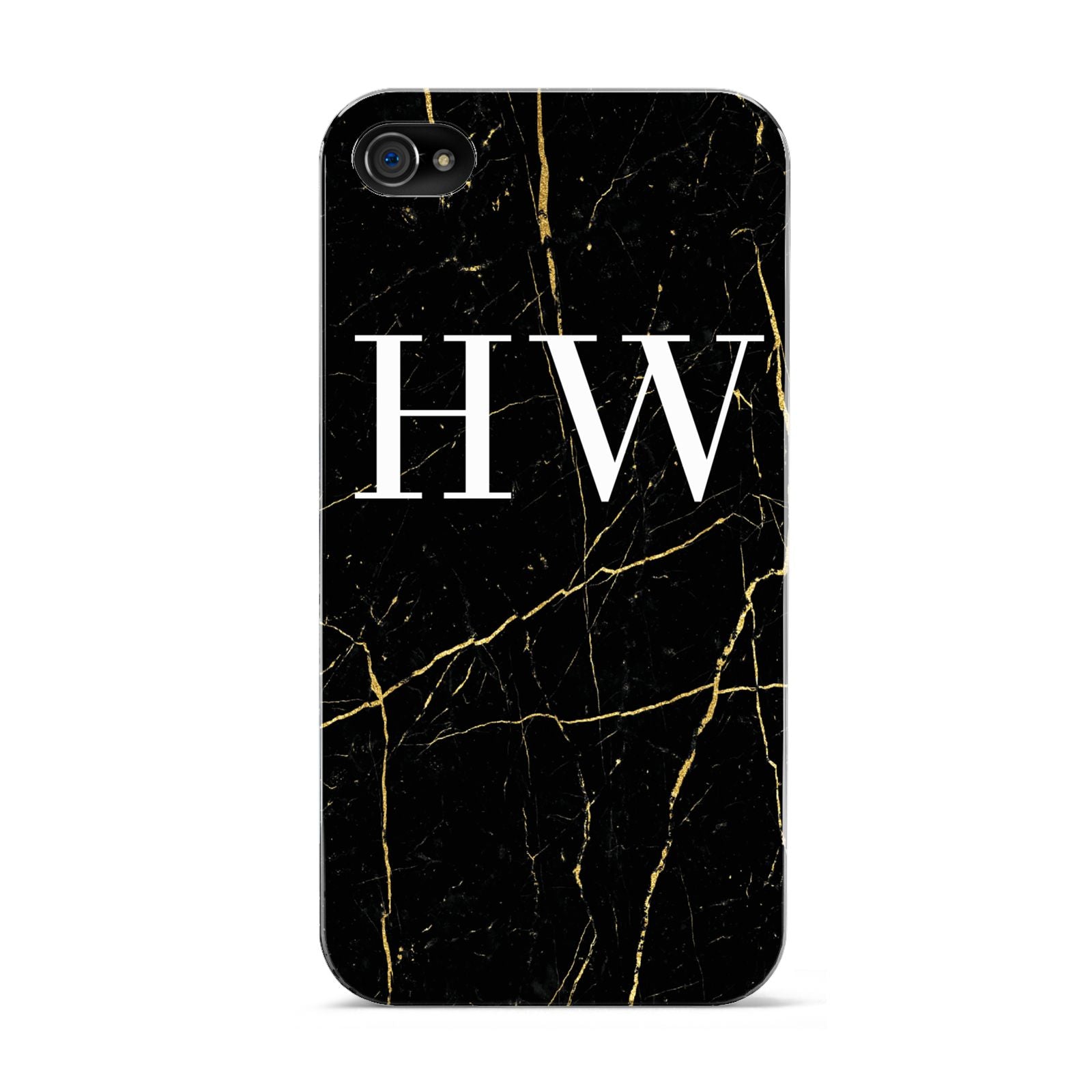 Black Gold Marble Effect Initials Personalised Apple iPhone 4s Case