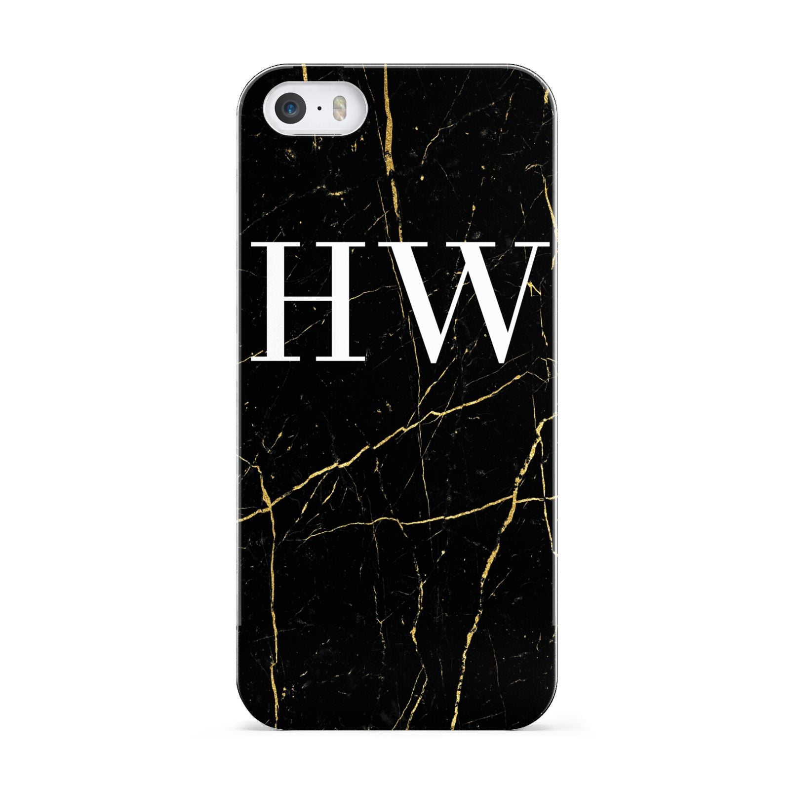 Black Gold Marble Effect Initials Personalised Apple iPhone 5 Case