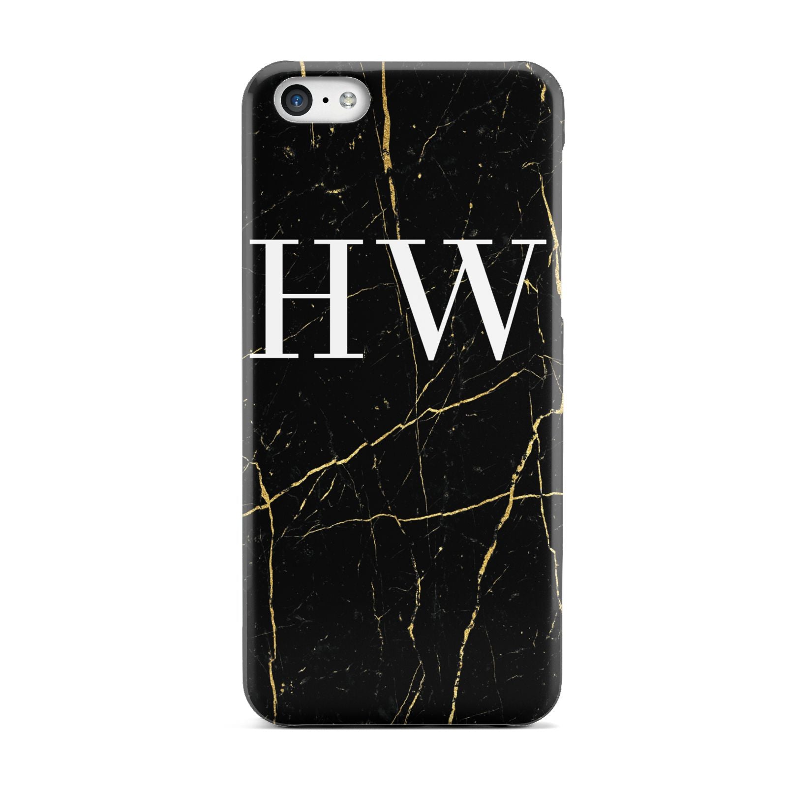 Black Gold Marble Effect Initials Personalised Apple iPhone 5c Case