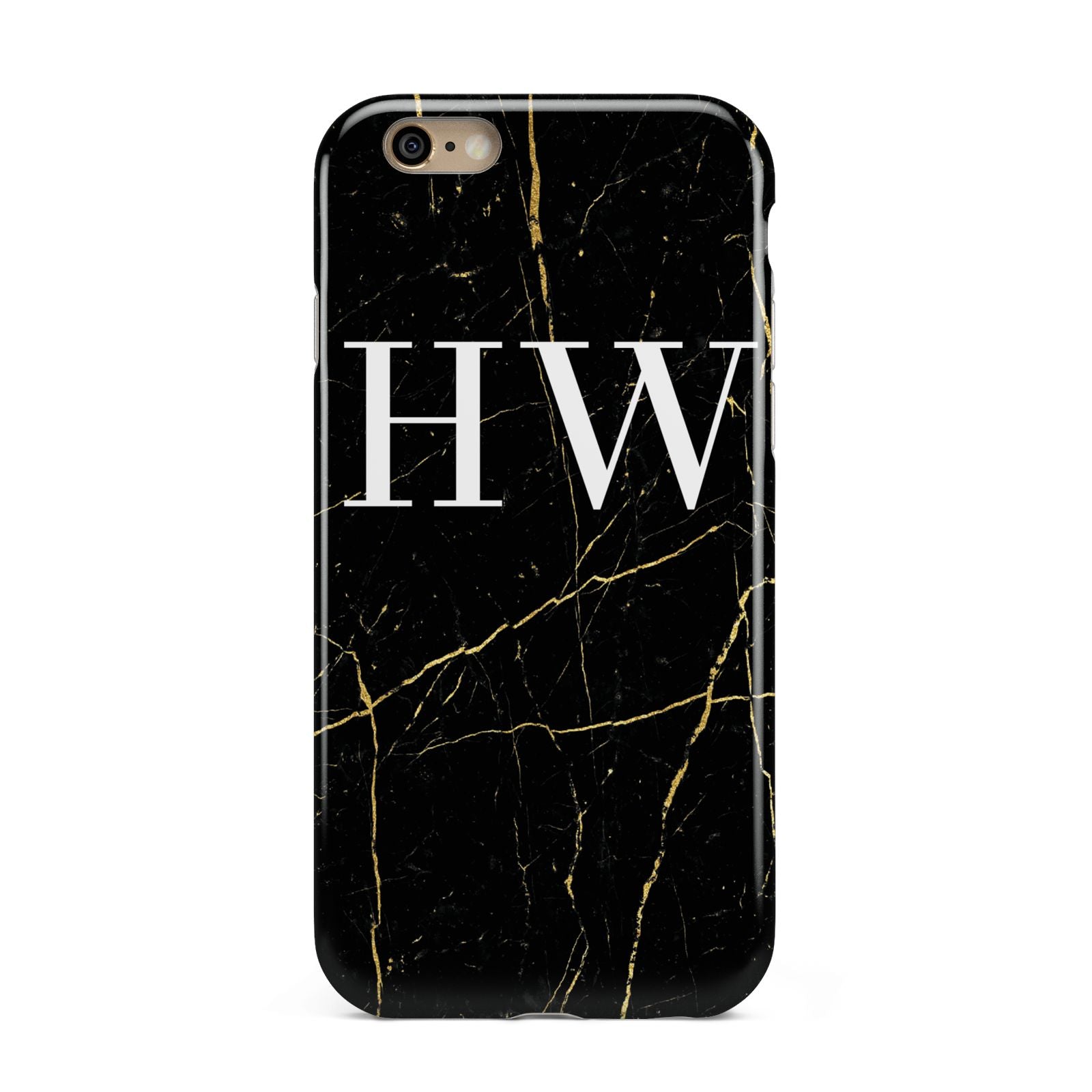 Black Gold Marble Effect Initials Personalised Apple iPhone 6 3D Tough Case
