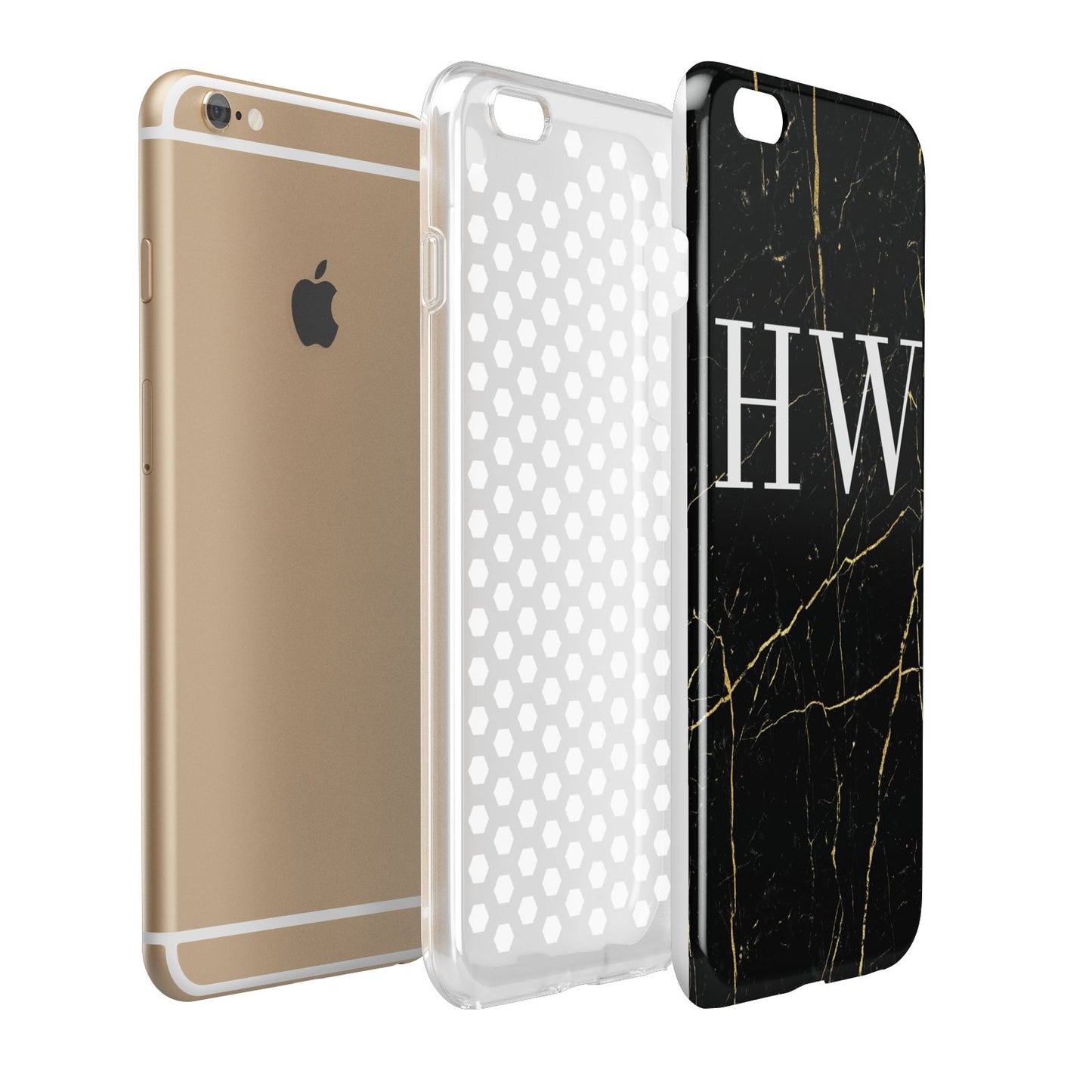 Black Gold Marble Effect Initials Personalised Apple iPhone 6 Plus 3D Tough Case