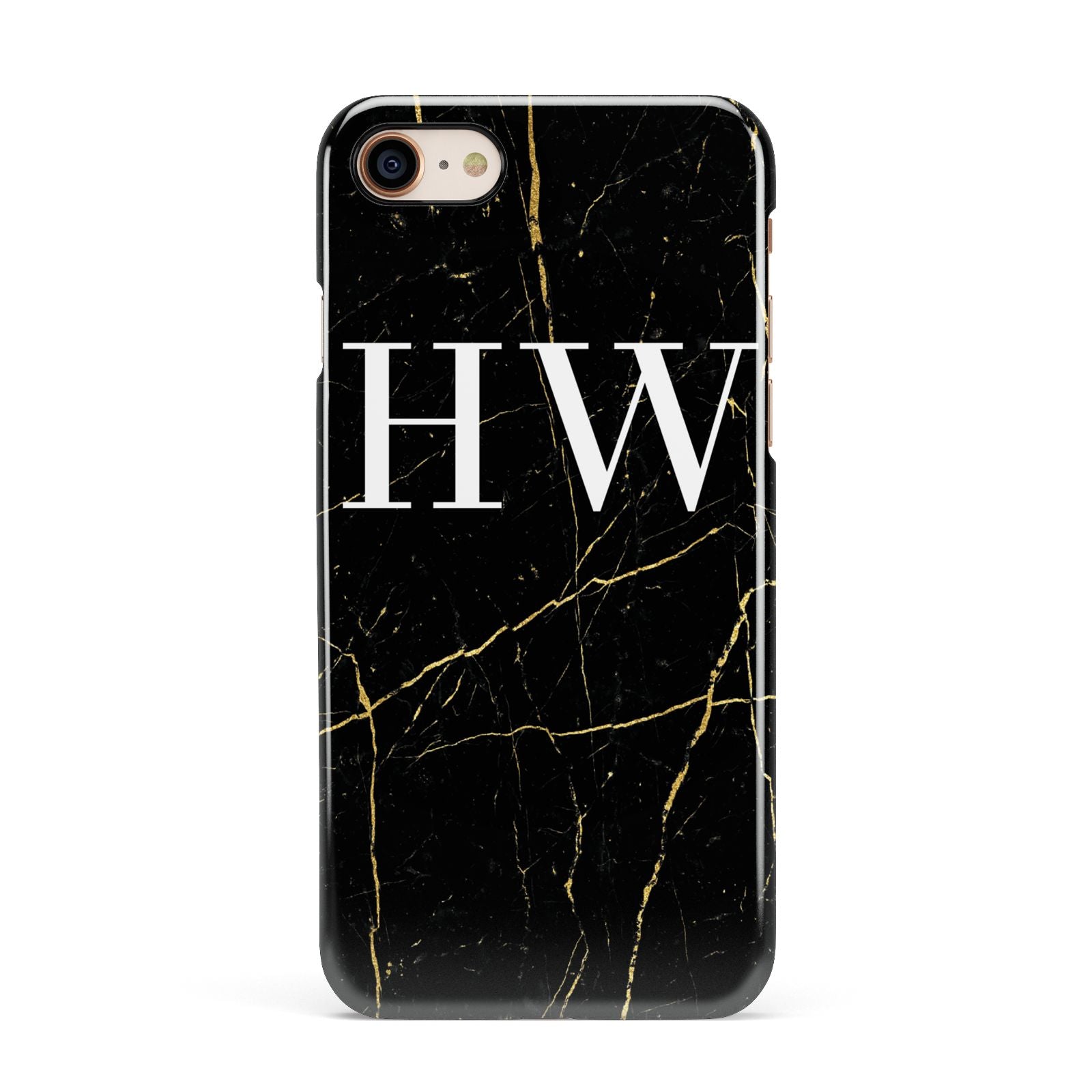 Black Gold Marble Effect Initials Personalised Apple iPhone 7 8 3D Snap Case