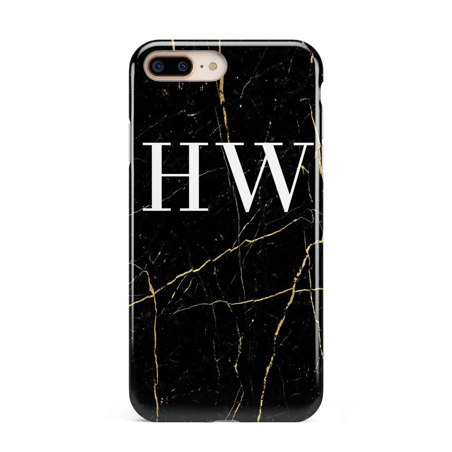 Black Gold Marble Effect Initials Personalised Apple iPhone 7 8 Plus 3D Tough Case