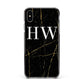 Black Gold Marble Effect Initials Personalised Apple iPhone Xs Max Impact Case Black Edge on Silver Phone