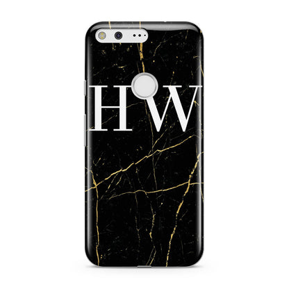 Black Gold Marble Effect Initials Personalised Google Pixel Case