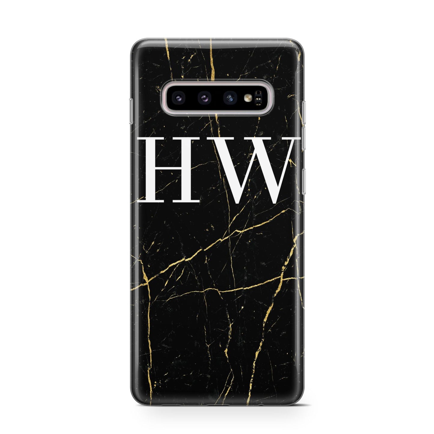 Black Gold Marble Effect Initials Personalised Protective Samsung Galaxy Case
