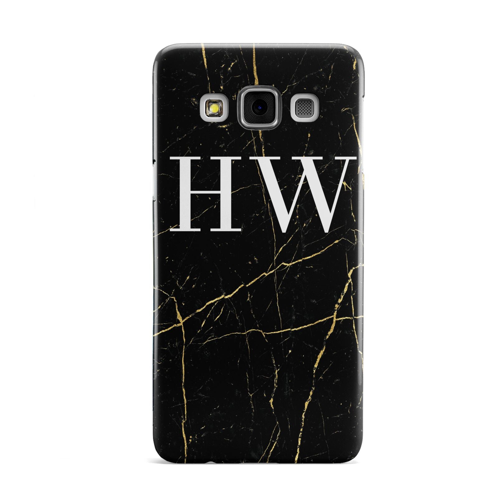 Black Gold Marble Effect Initials Personalised Samsung Galaxy A3 Case