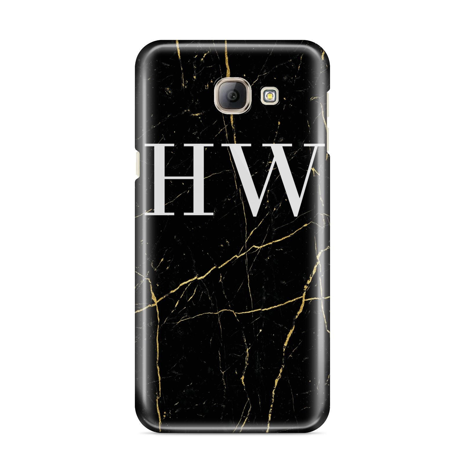 Black Gold Marble Effect Initials Personalised Samsung Galaxy A8 2016 Case