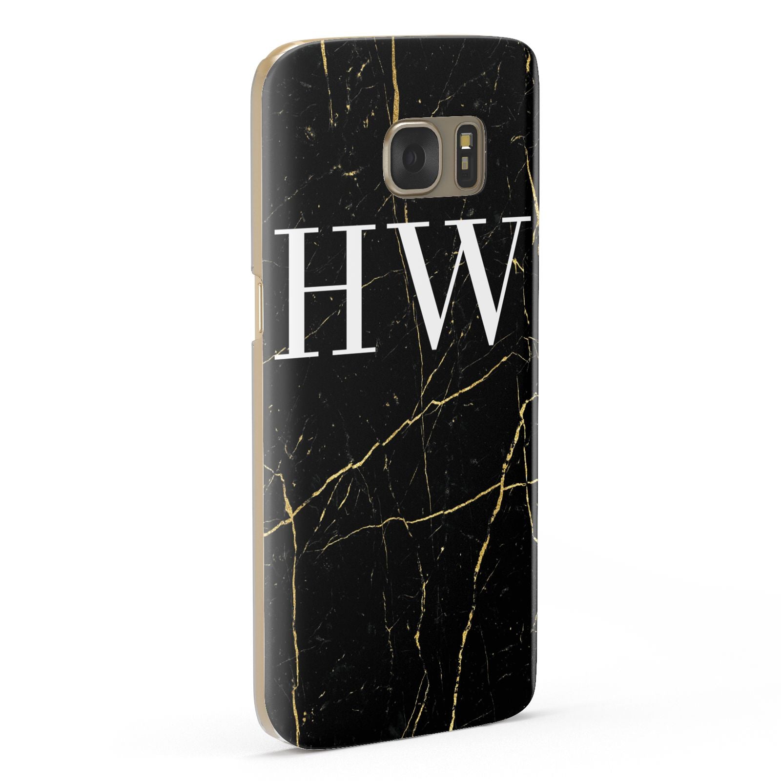 Black Gold Marble Effect Initials Personalised Samsung Galaxy Case Fourty Five Degrees